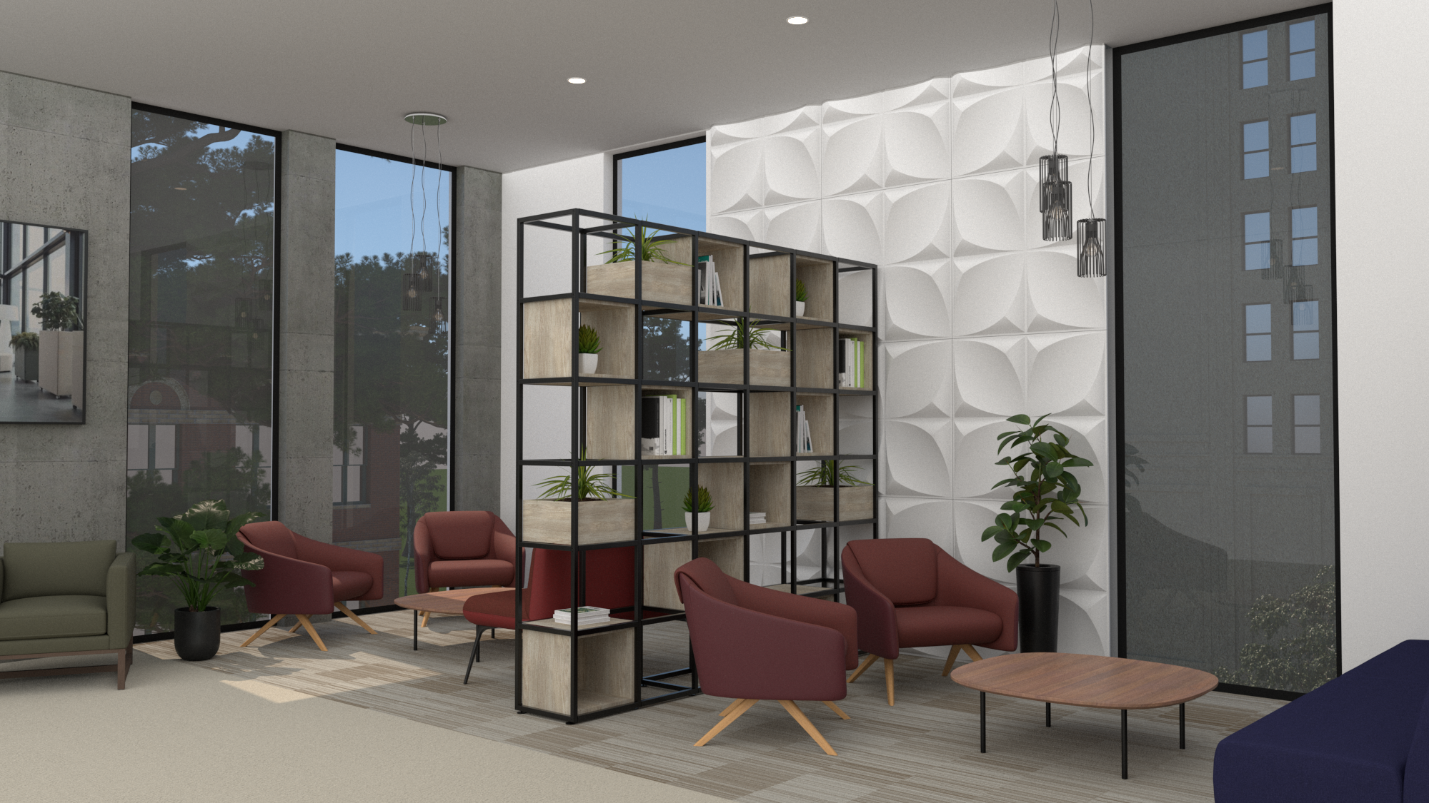 Room divider shelving system