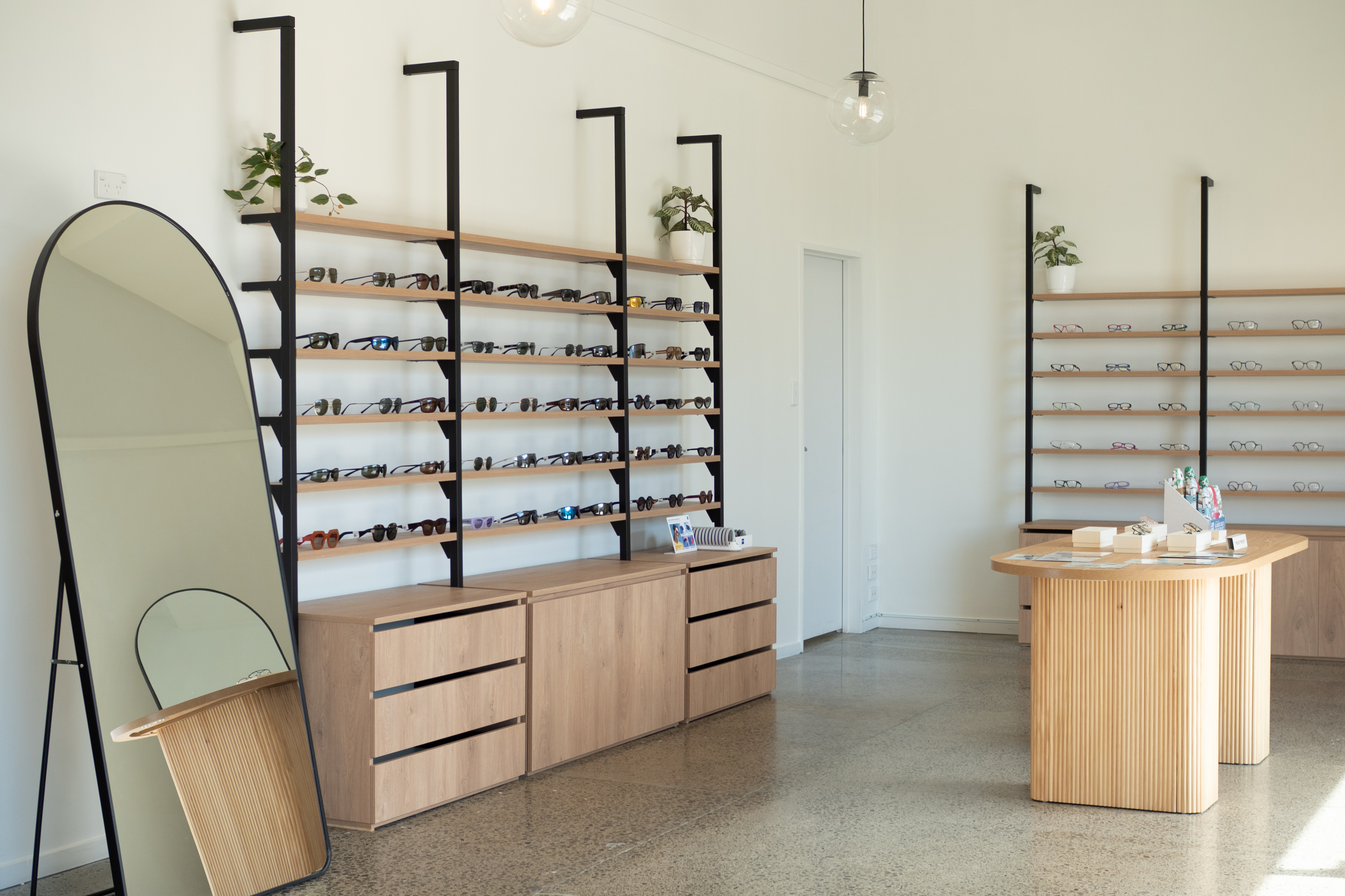 Custom joinery showroom and display wall.